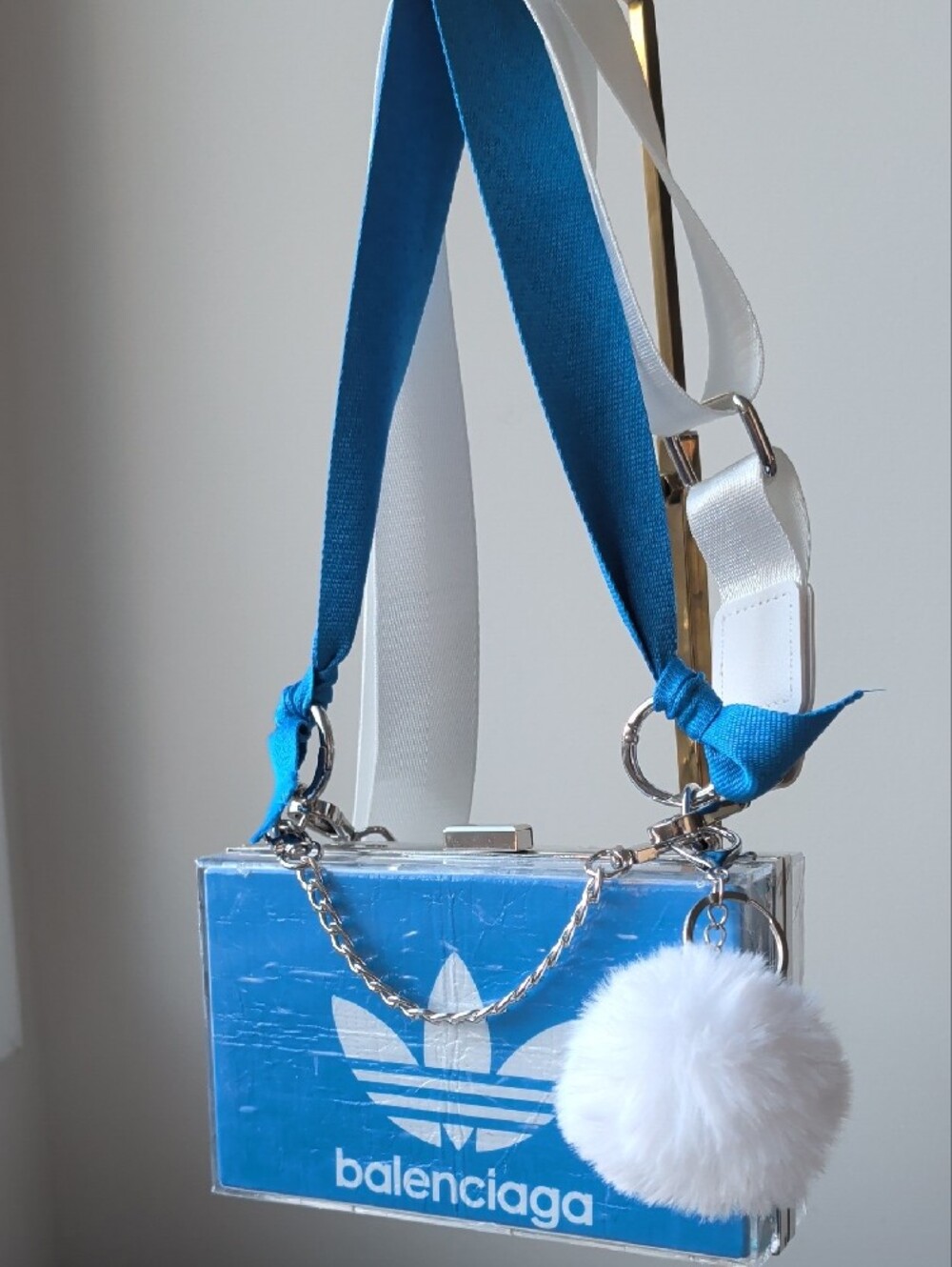 SOLD | Upcycled Clear Box Mini Shoulder Bag with Silver Chain